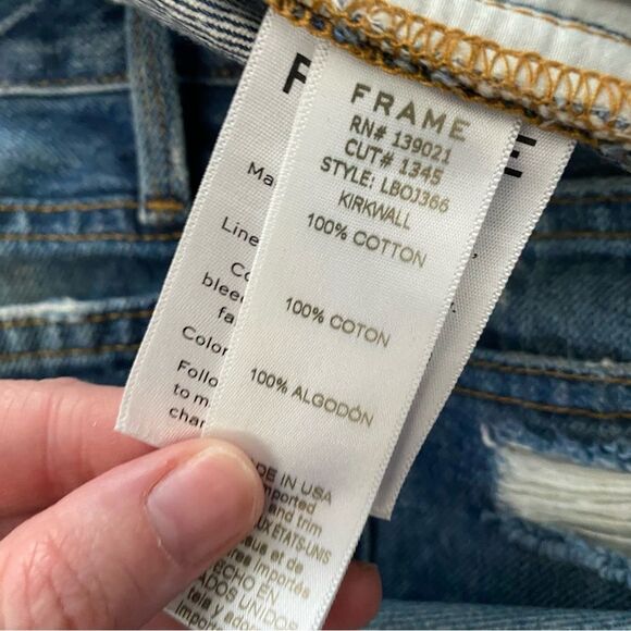 Frame Denim Le Boy Distressed Straight Leg Jeans in Kirkwall - Picture 9 of 9